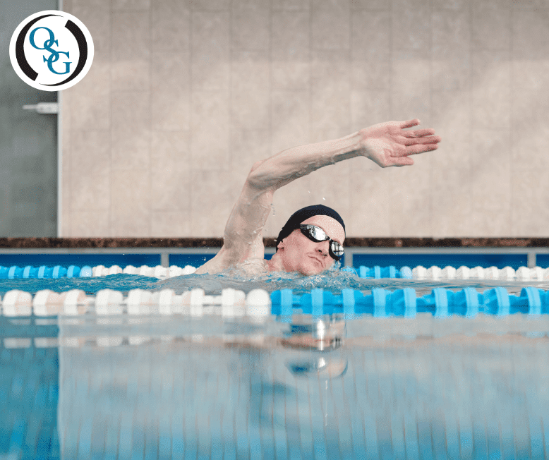 A man lap swimming